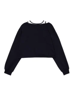 Cropp Bluzy|Sety*Krótka bluza z topem i nadrukiem granatowy