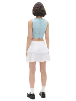 Cropp Kurtki, Płaszcze|Sety*Krótka jeansowa kamizelka niebieski