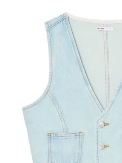 Cropp Kurtki, Płaszcze|Sety*Krótka jeansowa kamizelka niebieski