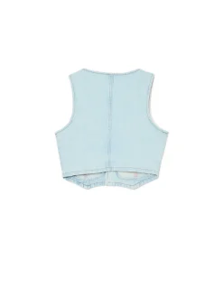 Cropp Kurtki, Płaszcze|Sety*Krótka jeansowa kamizelka niebieski