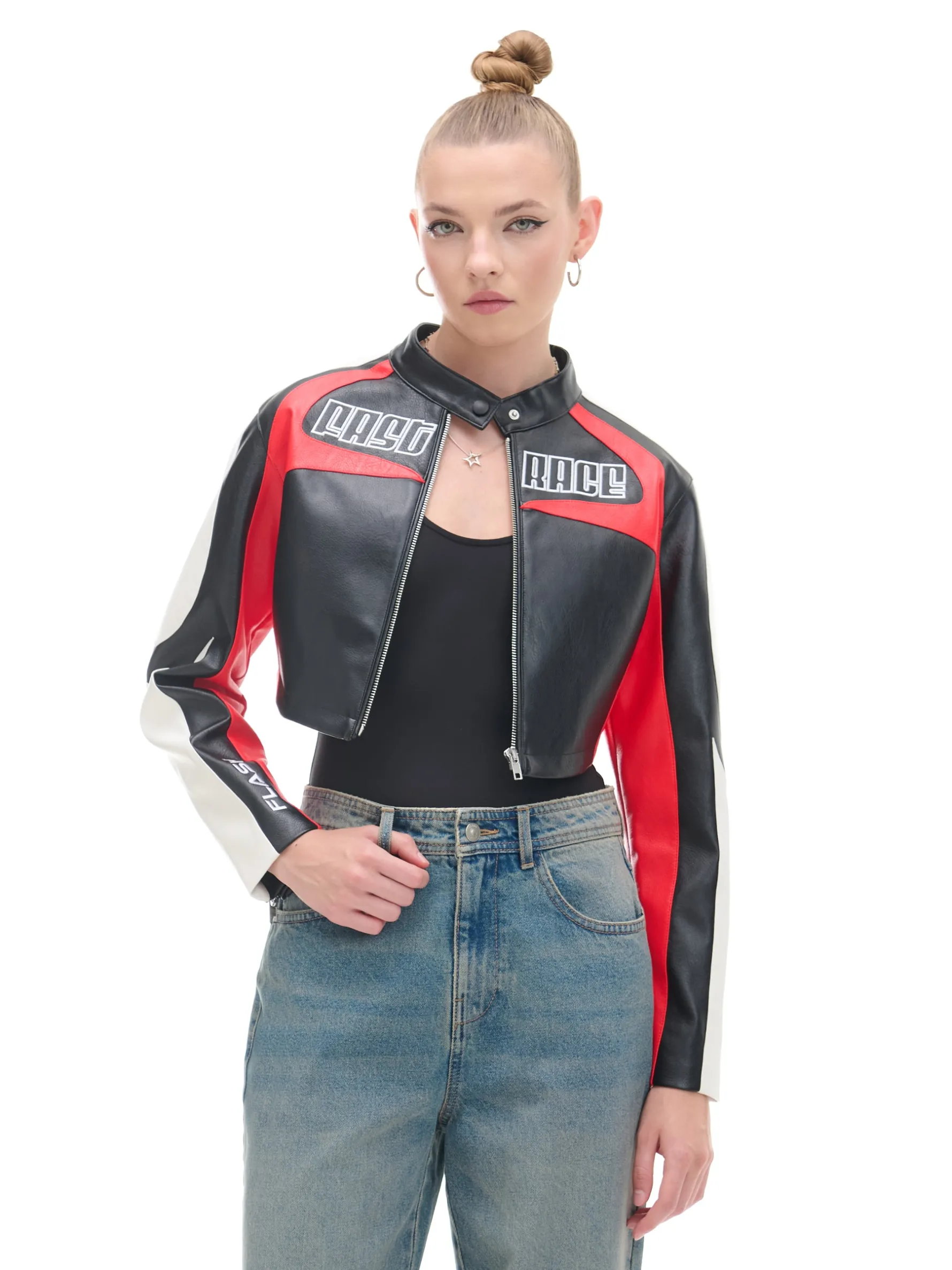 Cropp Kurtki, Płaszcze*Krótka kurtka w stylu racing czerwony