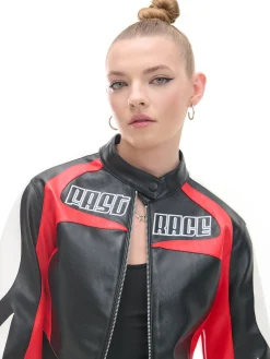 Cropp Kurtki, Płaszcze*Krótka kurtka w stylu racing czerwony