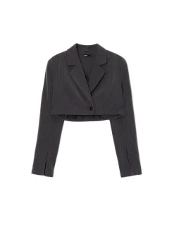 Cropp Kurtki, Płaszcze|Sety*Krótka marynarka w paski szary