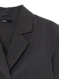 Cropp Kurtki, Płaszcze|Sety*Krótka marynarka w paski szary