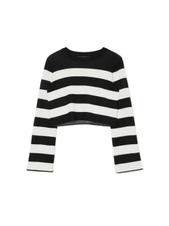 Cropp Swetry*Krótki sweter w paski czarny