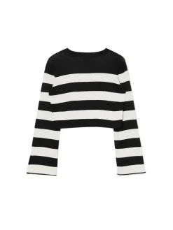 Cropp Swetry*Krótki sweter w paski czarny