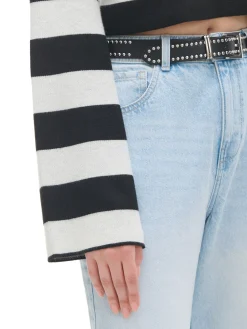 Cropp Swetry*Krótki sweter w paski czarny