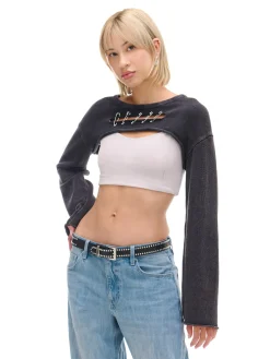 Cropp Swetry*Krótki sweter z agrafkami czarny