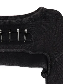 Cropp Swetry*Krótki sweter z agrafkami czarny