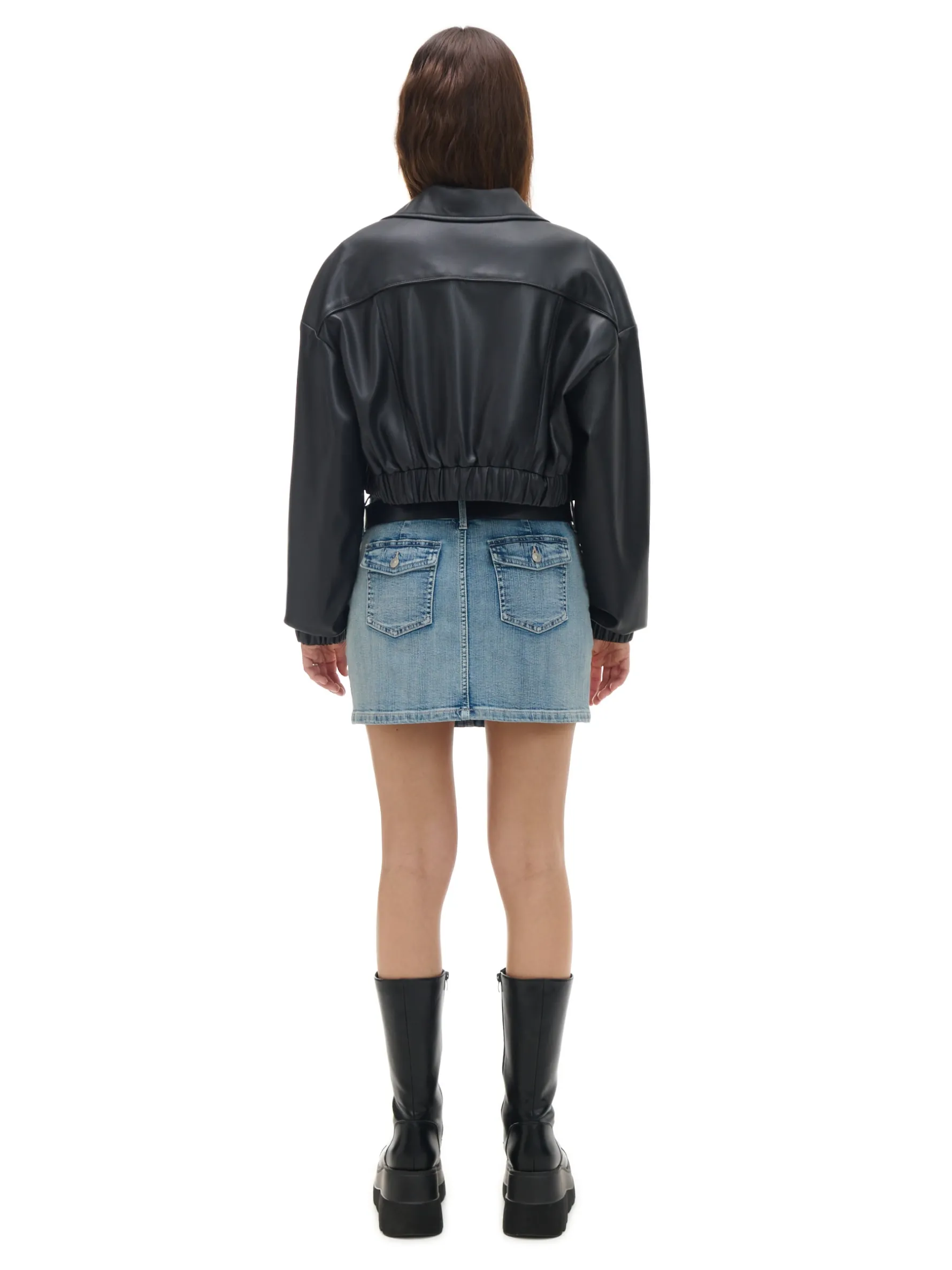 Cropp Kurtki, Płaszcze*Kurtka bomber z imitacji skóry czarny