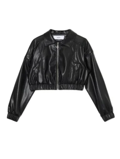 Cropp Kurtki, Płaszcze*Kurtka bomber z imitacji skóry czarny