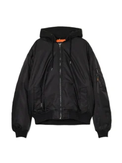 Cropp Kurtki Zimowe|Kurtki, Płaszcze*Kurtka bomberka z dzianinowym kapturem czarny