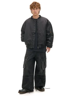 Cropp Kurtki Zimowe|Kurtki, Płaszcze*Kurtka bomberka z dzianinowym kapturem czarny