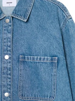 Cropp Kurtki, Płaszcze*Kurtka jeansowa z efektem sprania niebieski