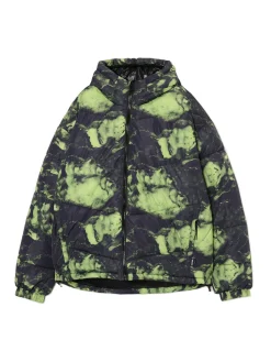 Cropp Kurtki Zimowe|Kurtki, Płaszcze*Kurtka puffer z kapturem i organicznym wzorem zielony