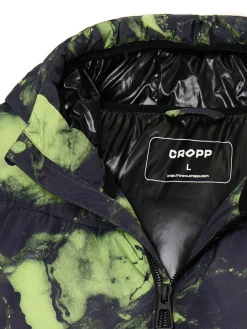 Cropp Kurtki Zimowe|Kurtki, Płaszcze*Kurtka puffer z kapturem i organicznym wzorem zielony