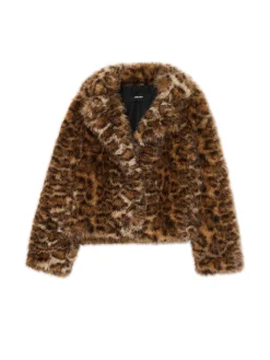 Cropp Kożuszki, Futerka|Kurtki, Płaszcze*Kurtka z imitacji futra w panterkę wielobarwny