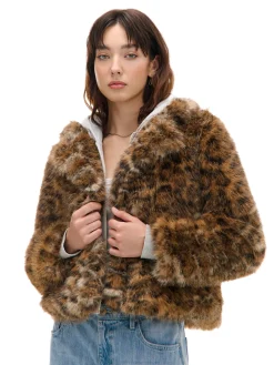 Cropp Kożuszki, Futerka|Kurtki, Płaszcze*Kurtka z imitacji futra w panterkę wielobarwny
