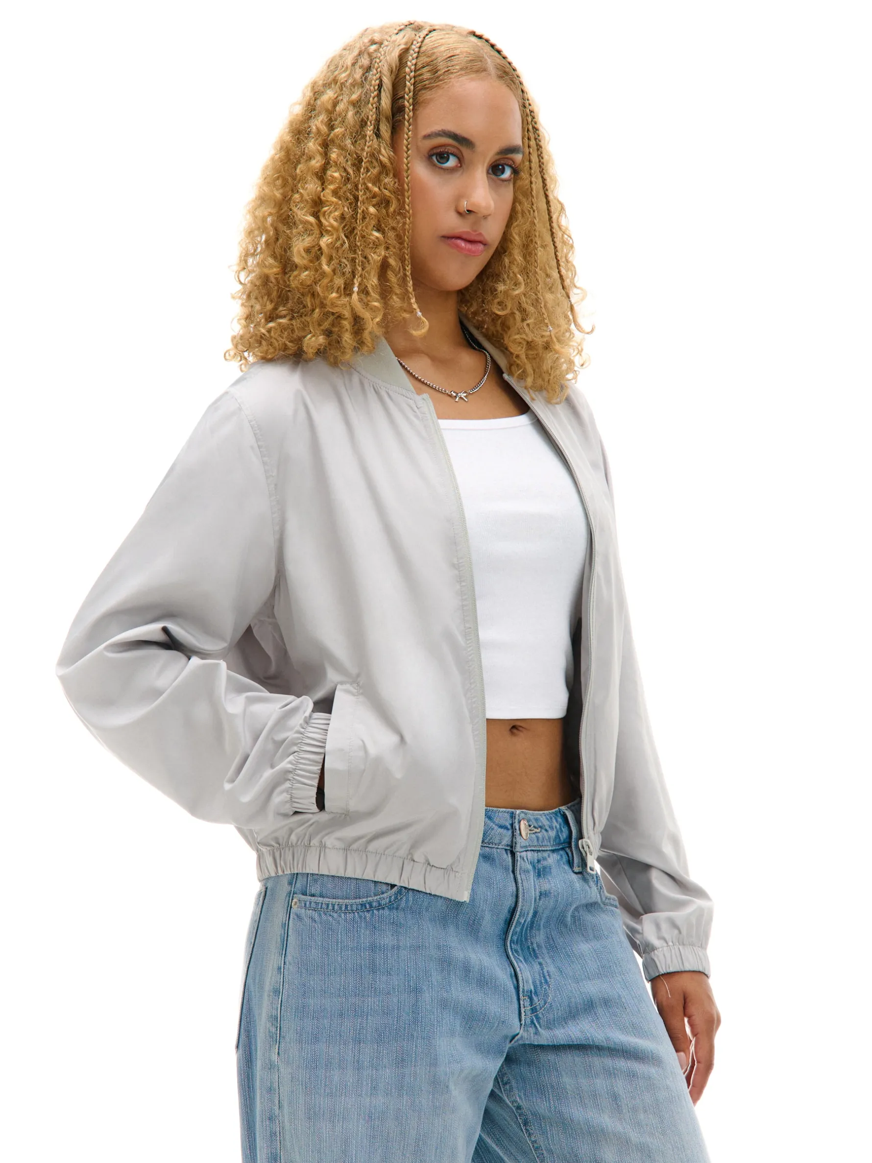 Cropp Kurtki, Płaszcze*Lekka szara bomberka jasnyszary