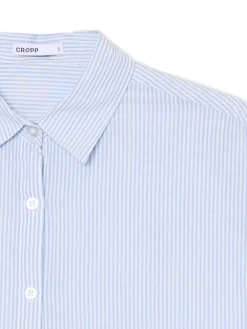 Cropp Koszule, Bluzki*Luźna niebieska koszula crop błękitny