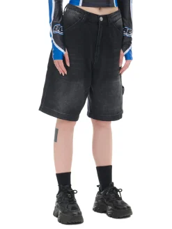 Cropp Jeansy*Luźne denimowe bermudy czarny