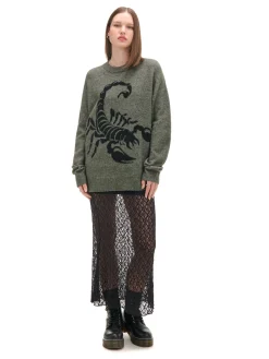 Cropp Swetry*Melanżowy sweter ze skorpionem zielony