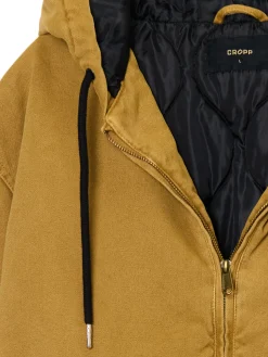 Cropp Kurtki Zimowe|Kurtki, Płaszcze*Miodowa kurtka bomber z kapturem żółty