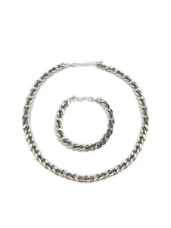 Cropp Biżuteria*Naszyjnik i bransoletka srebrny