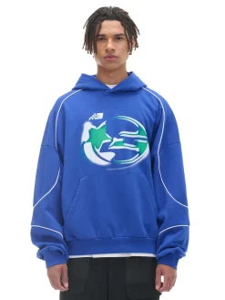 Cropp Bluzy*Niebieska bluza z kapturem Baltic Games niebieski