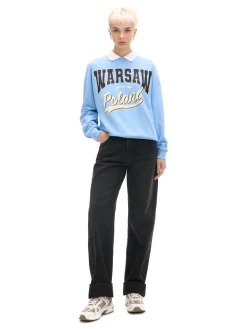 Cropp Bluzy*Niebieska bluza z kołnierzykiem niebieski