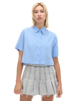 Cropp Koszule, Bluzki*Niebieska koszula w retro stylu błękitny