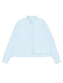 Cropp Koszule, Bluzki*Niebieska koszula z rozcięciami błękitny