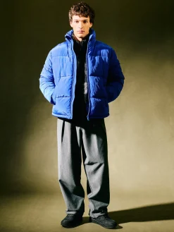 Cropp Kurtki Zimowe|Kurtki, Płaszcze*Niebieska kurtka puffer ze stójką niebieski