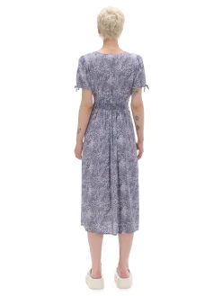 Cropp Sukienki, Kombinezony*Niebieska sukienka midi w kwiaty granatowy