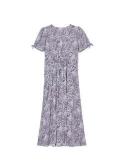 Cropp Sukienki, Kombinezony*Niebieska sukienka midi w kwiaty granatowy