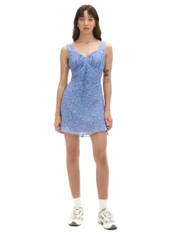 Cropp Sukienki, Kombinezony*Niebieska sukienka mini w kwiaty niebieski