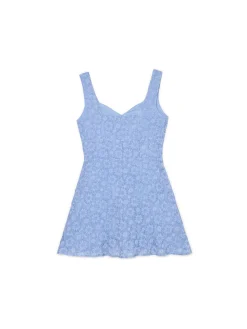 Cropp Sukienki, Kombinezony*Niebieska sukienka mini w kwiaty niebieski