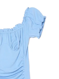 Cropp Sukienki, Kombinezony*Niebieska sukienka mini z krótkimi rękawkami błękitny