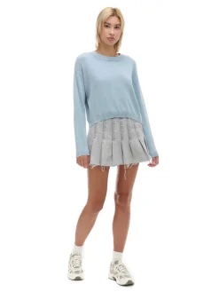 Cropp Swetry*Niebieski sweter z efektem sprania błękitny