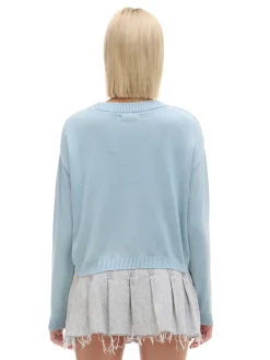 Cropp Swetry*Niebieski sweter z efektem sprania błękitny