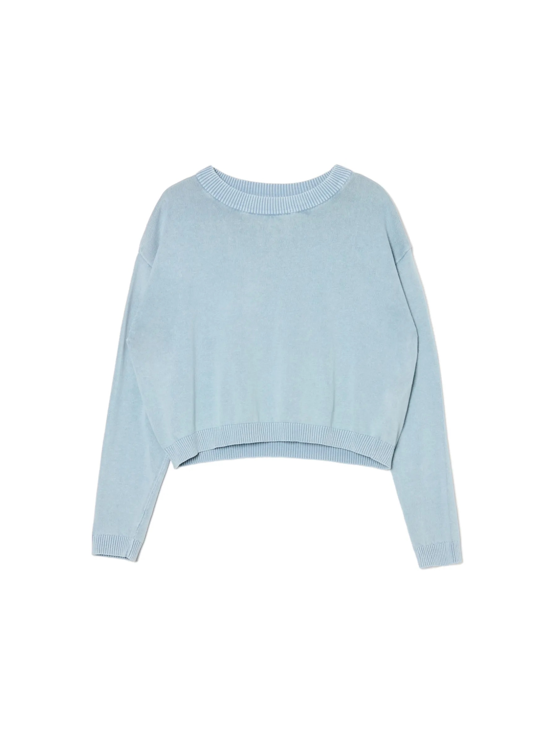 Cropp Swetry*Niebieski sweter z efektem sprania błękitny