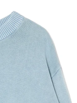 Cropp Swetry*Niebieski sweter z efektem sprania błękitny