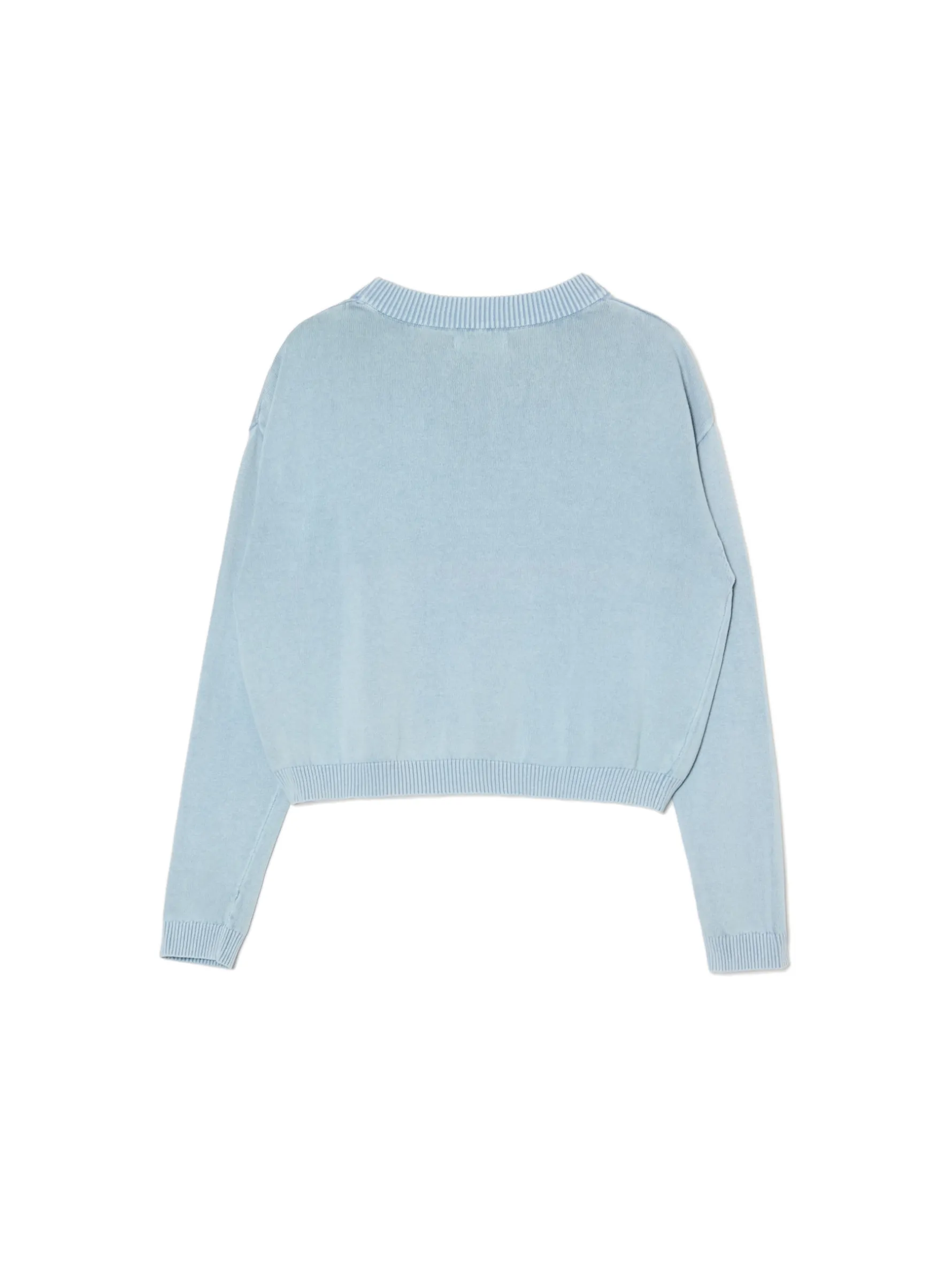 Cropp Swetry*Niebieski sweter z efektem sprania błękitny