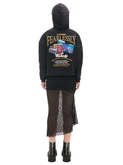 Cropp Bluzy*Ocieplana czarna bluza z kapturem czarny