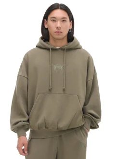 Cropp Bluzy|Sety*Oliwkowa bluza hoodie z naszywką UNISEX zielony