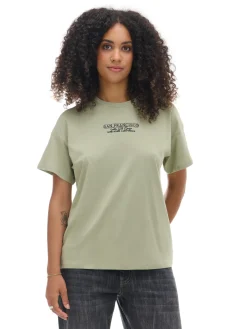 Cropp Koszulki, Topy*Oliwkowa koszulka oversize z napisem zielony