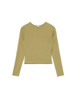 Cropp Koszulki, Topy*Oliwkowa koszulka z długim rękawem zielony