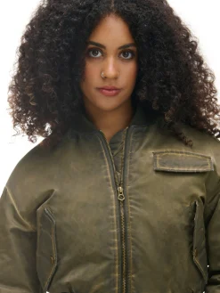 Cropp Kożuszki, Futerka*Oliwkowa kurtka z odpinanym kołnierzem zielony