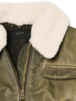 Cropp Kożuszki, Futerka*Oliwkowa kurtka z odpinanym kołnierzem zielony