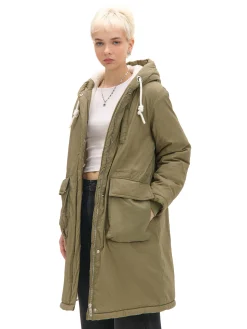 Cropp Kurtki, Płaszcze|Kożuszki, Futerka*Oliwkowa parka z kapturem zielony